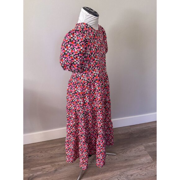 ASOS DESIGN Midi Tiered Smock Dress in Pink Floral Print - Picture 7 of 13